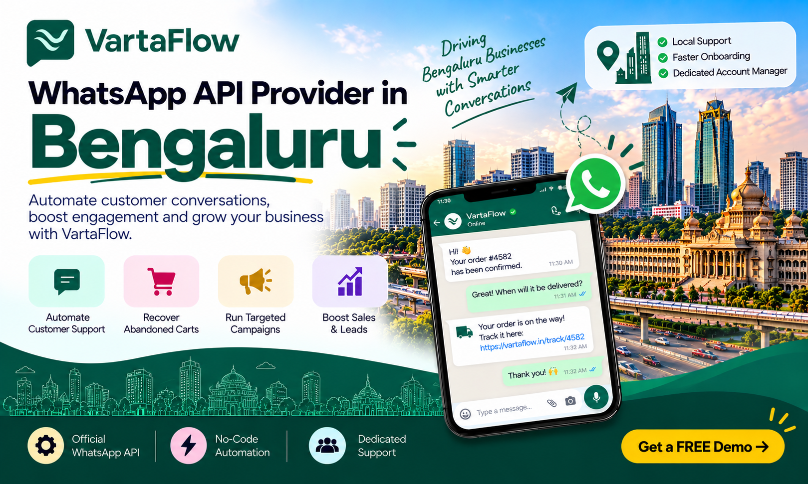 VartaFlow WhatsApp API provider for businesses in Bengaluru
