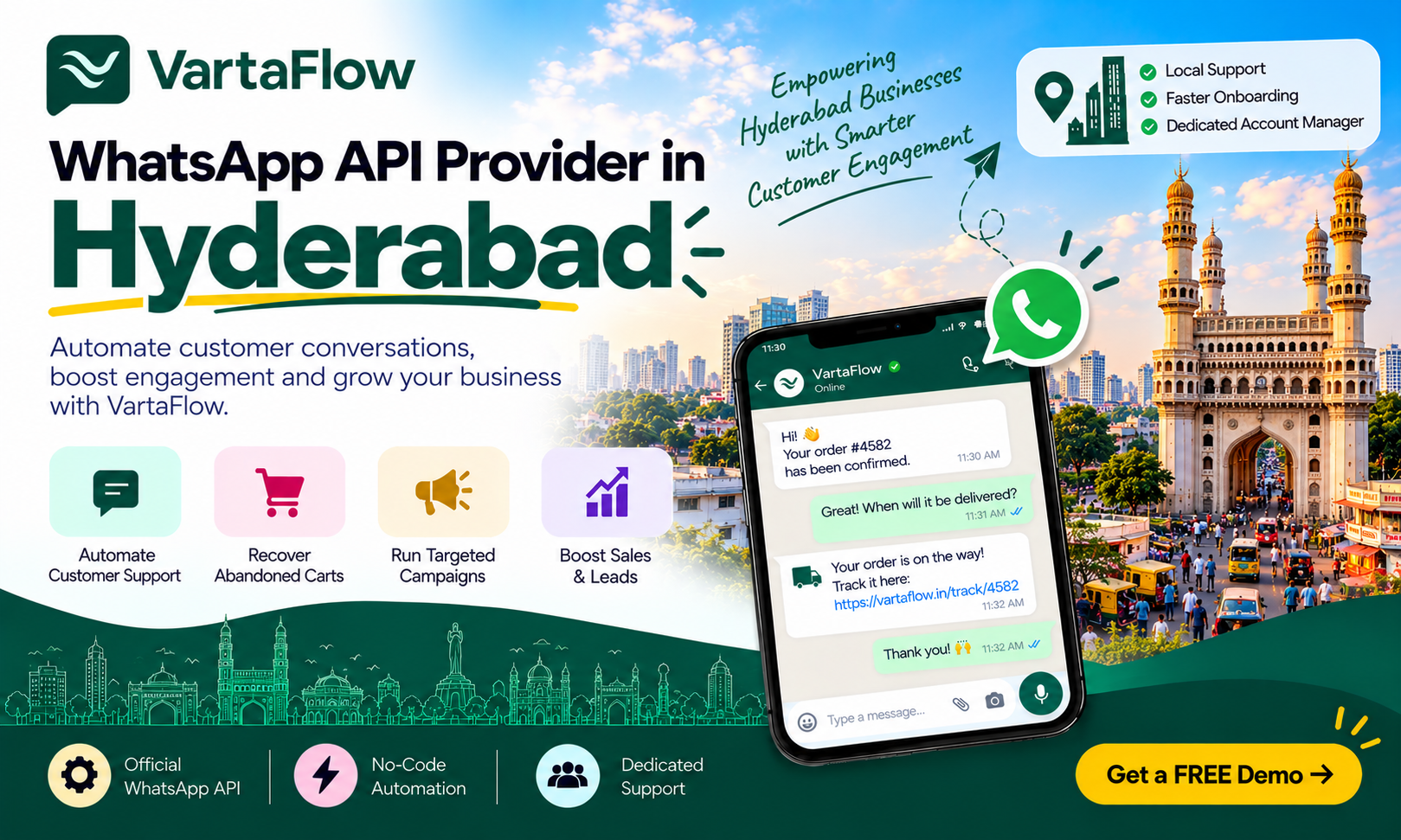 VartaFlow WhatsApp API provider for businesses in Hyderabad