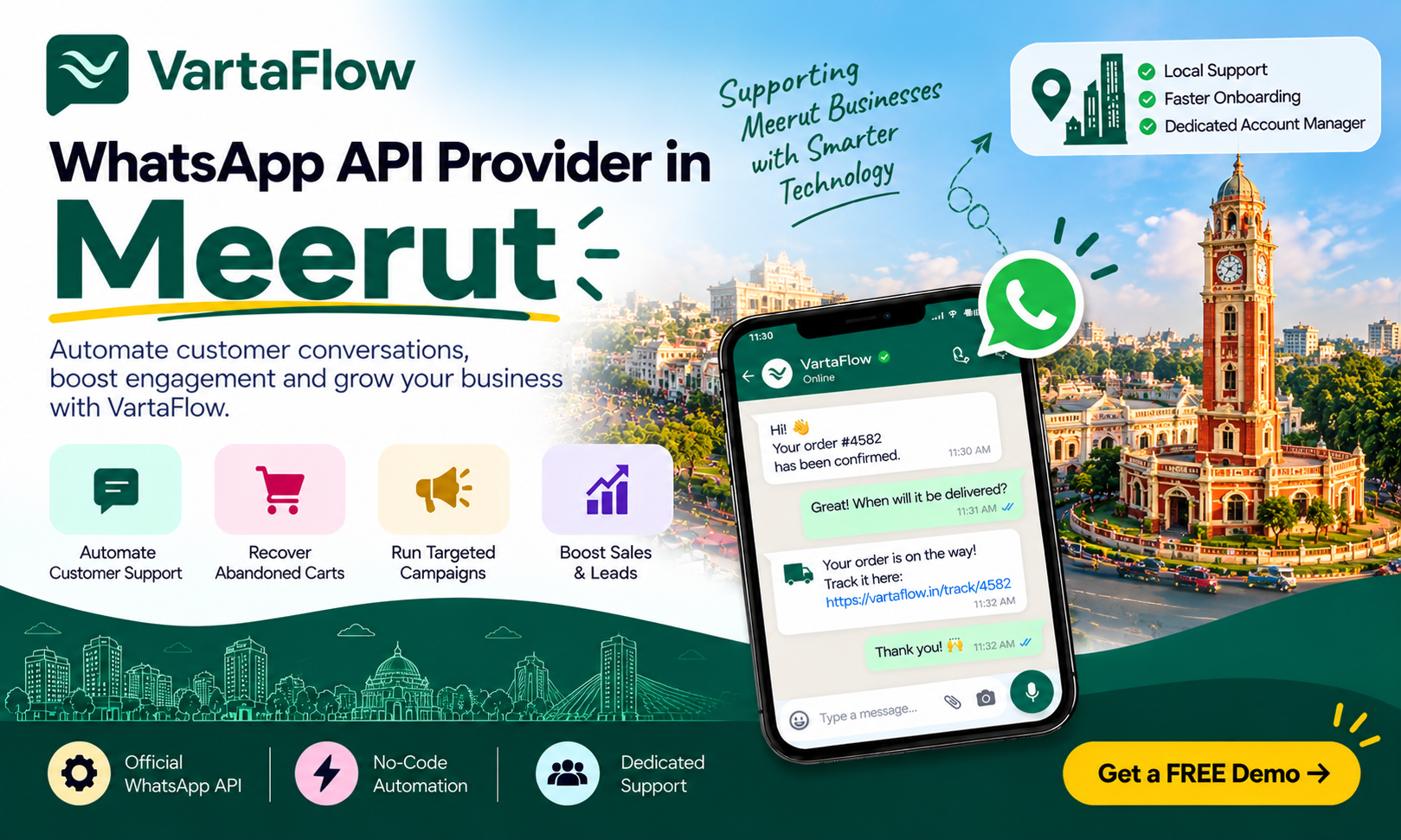 VartaFlow WhatsApp API provider for businesses in Meerut